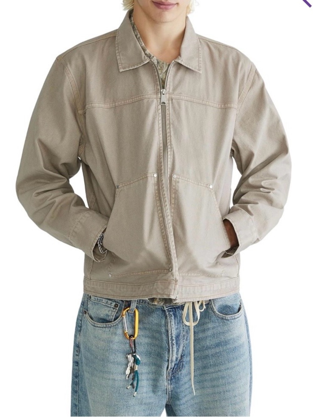 NEW Aeropostale Men’s Canvas Mechanic Jacket in Beige Size XL